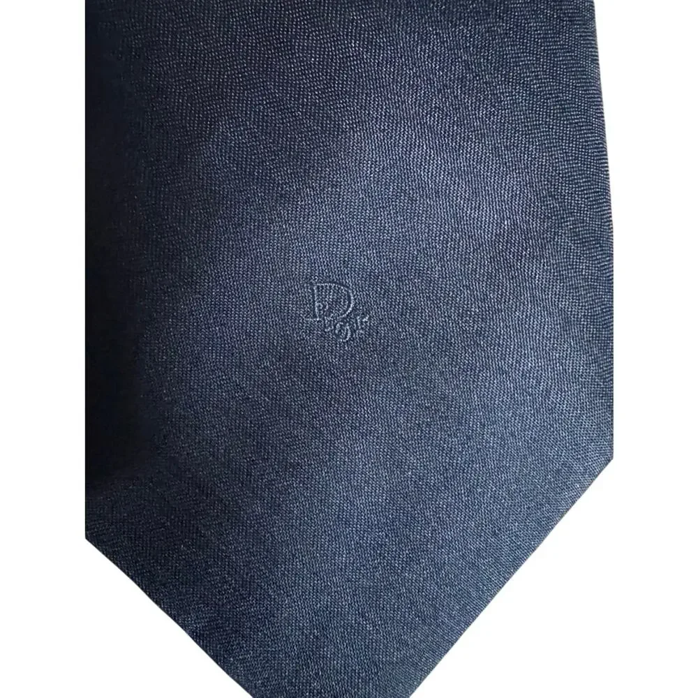 Christian Dior Monsieur Navy Blue Embroidered 'CD' Mens Vintage Tie